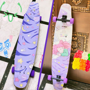 Sugar Coating Long Board Professional Skateboard Street Brush Walking Flat Flower Beginner Dance Board BOYS and GIRLS Novice Dragee Flat Flower Board