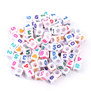 100pcs/lot Square Acrylic Beads Mixed Number Letter Beads Loose Spacer Bead For DIY Jewelry Making Necklace Bracelet Earrings