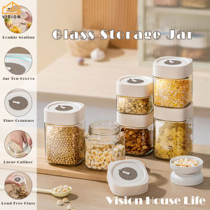 Vision 500ml/750ml/1000ml Airtight Glass Jars Glass Storage Can Sealed Container Vacuum Jar Sealed Food Storage Box Food Grade Candy Snack Storage Jar Kitchen Grain Dry Goods Storage Box