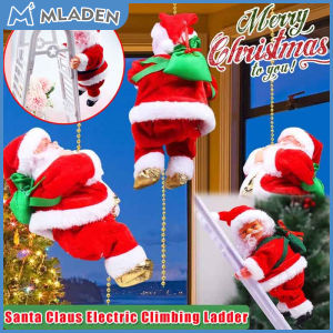 Christmas Rope Climbing Ladder Old Man Electric Toy Craftsman Gift Tree Crafts Elf Pendant Adornos Navidad Garden Decoration Santa Climbing Ladder with Music