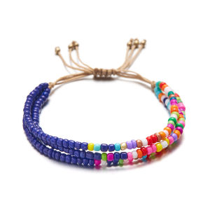 Bohemian Multi-Layer Woven Rice Bead Bracelet Womens Fashion Ethnic Style Stackable Adjustable Jewelry Bracelets