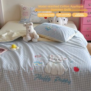 BEIPIN | Cute Cat Summer Washed Cotton Lightweight Quilt