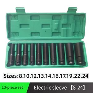 10pcs Socket Wrench Set 8-24mm Adjustable Pneumatic Hand Tools for Automotive Mechanical Repair Garage Workshop Tool Kit