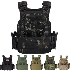 YAKEDA น้ําหนักเบา Quick Release Combat Plate Carrier 1000D ไนลอน Molle Chaleco Tactico เสื้อกั๊กยุทธวิธีสีดํา