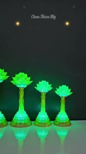 Đèn Hoa Sen Lưu Ly Có LED Đổi Màu CHÂN THIỆN MỸ Trang Trí Phòng Thờ Bàn Thờ Phật