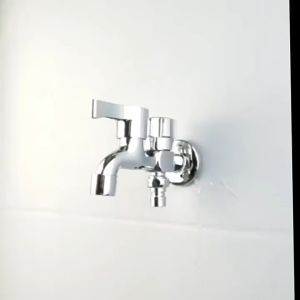 (Clearance Sale)SUS304Stainless Steel Two Way Faucet Washing Machine Faucet 1 in 2 Out Head Two Way Double Head Dual Purpose Mop Sink Washing Machine Universal Faucet Two-Way