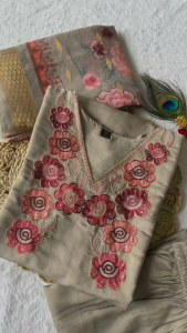 [PRE ORDER : 10 DAYS] Womens Roman Silk Party Wear Suit – Sequence Work & Heavy Printed Dupatta_ 372