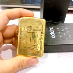 Bật lửa Zippo Brass Armor vỏ dầy khắc chìm mẫu CowGirl vỏ đồng ruột thép không gỉ