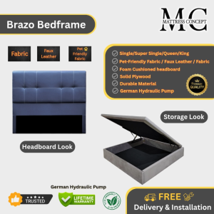 Mattress Concept Brazo Storage Bedframe Pet Friendly Fabric/FauxLeather/Fabric All Size Available