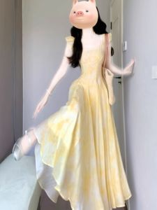 CHANGTONG | ชุดยาวแขนสั้นแบบมินิมอลสุดพิเศษ เน้นเอว สไตล์หวานอ่อนโยน