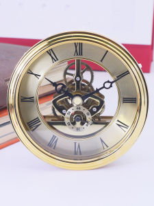European Style Skeleton Clock Decoration Hollow out Perspective Dessert Table Craft Metal Gear Movement Battery Powered Table Clock