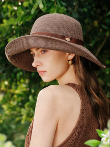 FANCET | Wide Brim Linen Blend Summer Sun Hat Foldable Straw Hat