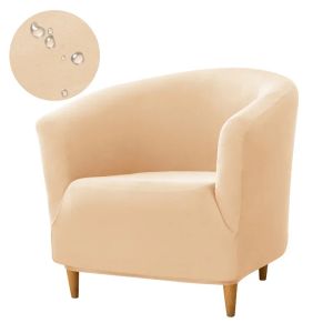 1PC Stretch Club Chair Cover Water Repellent Solid Color Arc Sofa Covers Single Removable Seat Slipcover Hotel Bar Counter Decor