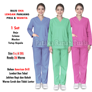 Baju Oka Lengan Panjang - Seragam Ok Medis - Baju Jaga Dokter - Baju Jaga Perawat - Kualitas Ok