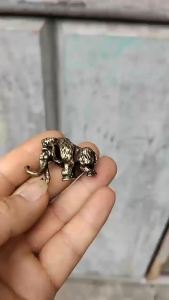 【H】Alloy Mammoth Statue With Textured Antique Finish For Home Office Tabletop Bookshelf Decor