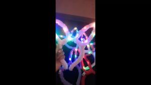 LED Feather Wreath Crown Headband Luminous Headdress 14LED Bunny Ears Headband Hair Rope for Women Wedding Glow Party