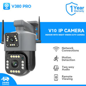 V380 PRO V10 6MP Dual Lens CCTV Camera Outdoor Wireless Waterproof AI Motion Dection Alarm PTZ Ip Camera HD Night Vision CCTV With Two Ways Audio And Speaker