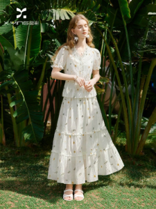 XIANGYING | Summer White Floral French Style Rejuvenating Dress Set