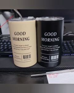 Mug Kopi Stainless Steel + Sedotan 360ml & 600ml - Termos Kopi - Botol Kopi GOMOR FHLC