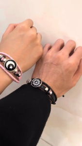 1pcs/2pcs Hand-woven Luminous Sun Moon Bracelet Fashion Multi-Layer Leather Couple Bracelet