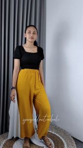 Yans kulot wanita haigwaist saku bawahan