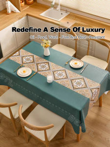 PVC Tablecloth Oil Proof Waterproof Scratch Resistant Cover Outdoor Dining Table Cloths 4/6/8seater
