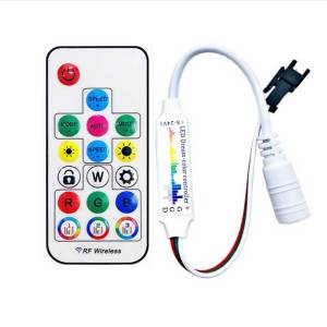 Bộ Điều Khiển Ánh Sáng Dây Đèn LED RGB WS2812B WS2811 Với Điều Khiển Từ Xa Âm Nhạc RF 17 Phím Cho Đèn Nền TV Trang Trí Nhà DC5-24V Có Thể Điều Chỉnh Ánh Sáng
