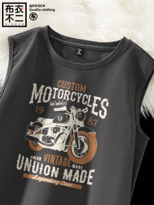 American Retro Cotton Vest Mens Summer Loose Sleeveless Top Youth Casual round Neck Sweat Vest Breathable Comfortable Wear