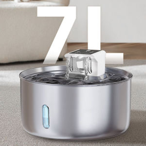 7L Stainless Steel Pet water Fountain 5000mAh Battery Intelligent Cat Water Fountain for Cat Dog Water Dispenser Automatic Wireless Sensor Rechargeable Cat Water Fountain