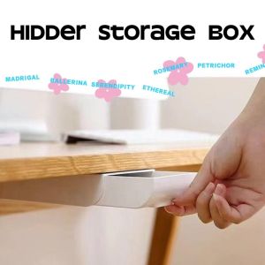 Self Stick Drawer Type Storage Box Under Desk Punch Free Desktop Organizer Invisible Office Stationery Sundries Storage Drawer