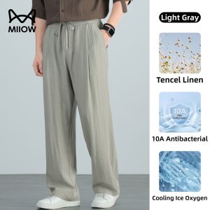 MiiOW | Casual Tencel and Linen Straight Leg Loose Flowy Wide-leg Pants