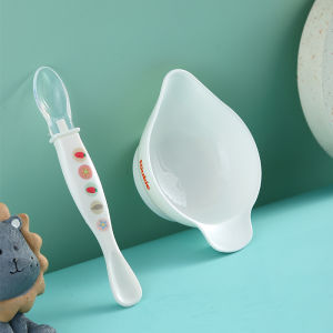 Baby Feeding Set Silicone Bowl Spoon Anti-Fall for Water And Solid Food Paste Mud Scraping Soft Spoon Toddler Mealtime Kit