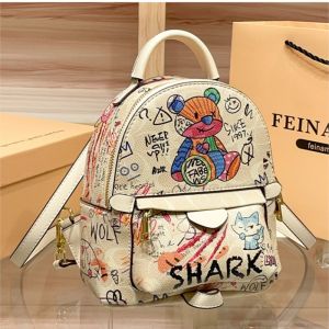 Ba Lô Mini Nữ Cao Cấp Phong Cách Graffiti Túi Du Lịch Mùa Xuân Hè 2025 Đeo Vai Đơn Chất Liệu PVC Lót Cotton Hữu Cơ