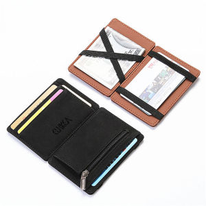 Mini Men Card Holder Wallets Zipper Coin Pocket Slim Magic Male Wallet Quality PU Leather Credit Bank Card Case Small Purses