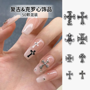 Metal Cross Nail Art Decorations Punk Style Mixed Vintage Dark Small Accessories for Nail Decoration Any Skin Type Suitable