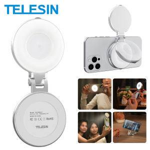 TELESIN | TELESIN Magnetic Fill Light Mini Selfie Light 3 Modes Adjustable Brightness for Smartphone Iphone XIAOMI HUAWEI SAMSUNG Phone