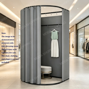 Portable Metal Fitting Room Booth Privacy‑Shield Dressing Room with Blackout Curtain