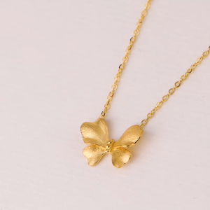 Chow Sang Sang 周生生 999 Pure Gold MINTYGREEN Butterfly Necklace for Women 47cm 94530N Price-by-Weight 4.49g Gold