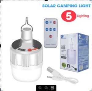 100W Solar Camping Light USB Rechargeable LED Bulb Light Waterproof Lampu Pasar Malam Outdoor Emergency Light