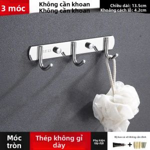 Móc Treo Đa Năng Bằng Thép Không Gỉ Kiểu Hiện Đại Không Cần Khoan Phụ Kiện Nhà Bếp Và Phòng Tắm Với 4 Móc Treo Áo Choàng