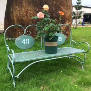 เก้าอี้เด็กแบบพับได้สำหรับสวนและริมดาดฟ้า ตู้ดอกไม้โลหะผสมสไตล์ย้อนยุค ตกแต่งสวน ที่นั่งสำหรับเด็ก 2 คน ที่นั่งแบบพับได้สำหรับกลางแจ้ง