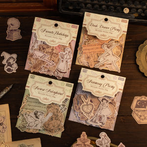 Mr.paper | Mr.Paper 4 Packs Writeable Paper Stickers Vintage Creative Pattern Decals for Student Journal DIY Gift Craft Supplies