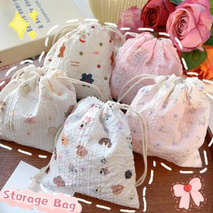 Cute Cartoon Drawstring Pocket Portable Sundries Mini Storage Bag Lipstick Makeup Bag Multi-Purpose Coin Purse Candy Bag