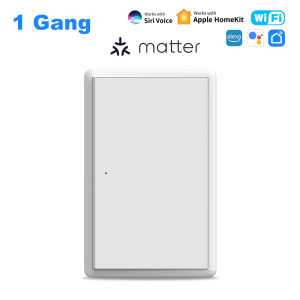 Tuya WiFi Matter Smart Switch Neutral Wire Optional Push Button Light Switch US Standard Switch APP Remote Control With Alexa