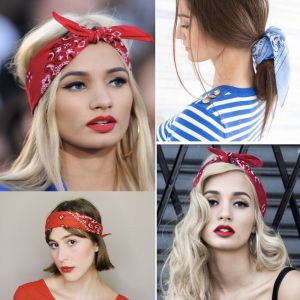French Style Print Vintage Bandana Headband Dual-Use Summer Outing Headdress Retro Bohemia Mori Girl Scarf