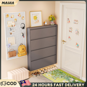 NAIJIA Steel Shoe Rack Almari Kasut Multi-layer Shoe Rack Rak Kasut Wall Mounted 2/3/4 Doors鋼製翻斗鞋櫃