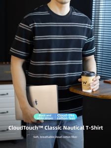 PERDONTOO | Mens Classic High-end Black and White Stripe T-shirt