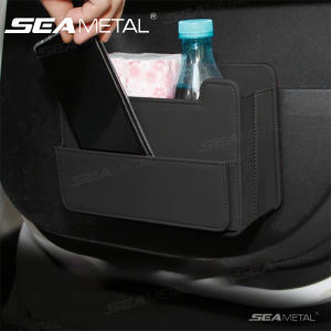 ถังขยะหนังแบบพับได้ออแกไนเซอร์จัดเก็บภายในรถ SEAMETAL เบาะนั่งแบบแขวนกระเป๋าหลายช่องสำหรับเก็บของที่ประตูรถอุปกรณ์เสริม