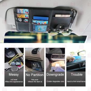 Car Sun Visor Organizer with Zipper Visor Storage Bag Car Accessories Multi-Purpose Storage Card Holder for Car 汽车遮阳板卡片夹