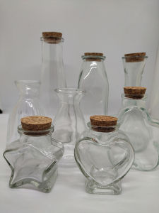 ขวดดอกไม้ใหญ่ 120 ml ฝาไม้ ขวดแก้ว ขวดของขวัญ ขวดแก้ว DIY ขวดสำหรับบรรจุ แก้วออกแบบพิเศษขนาด 9*10*2.4